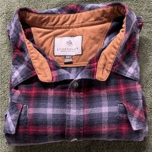 Legendary Whitetails Men Red and Gray Plaid Flannel Sweater Sz 3XT